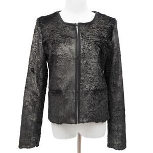 Anthropologie Elevenses Black Metallic Jacket Size Small